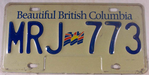 Beautiful British Columbia License Plate MRJ 773