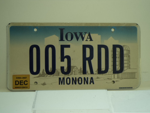2007 IOWA License Plate 005 RDD