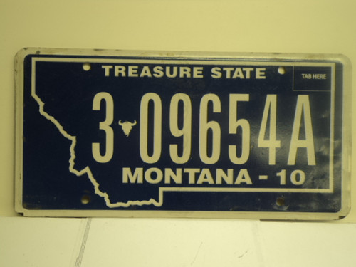 2010 MONTANA Treasure State License Plate  3 09654A