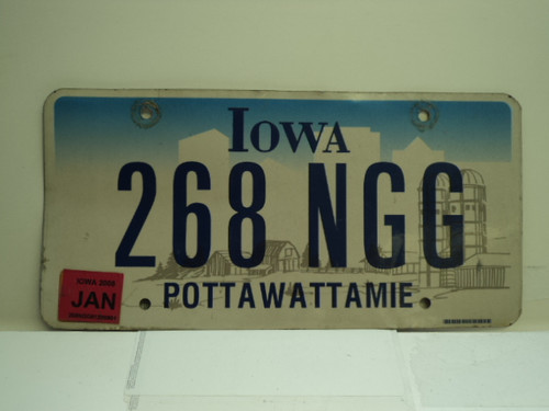 2008 IOWA License Plate 268 NGG