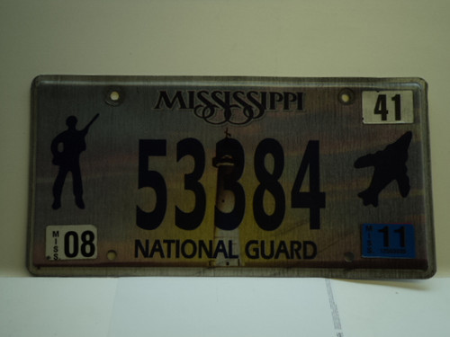 2011 MISSISSIPPI NATIONAL GAURD License Plate 53384