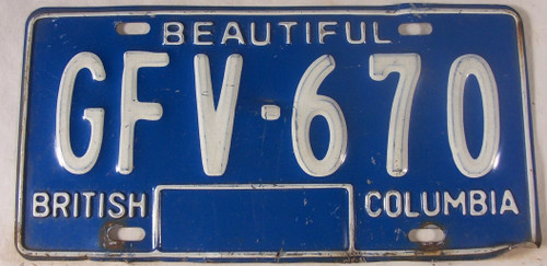 British Columbia License Plate GFV 670 Beautiful