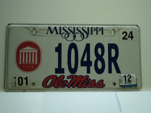 2012 MISSISSIPPI Ole Miss License Plate 1048R