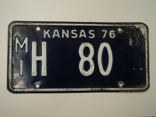 1976 KANSAS License Plate MI H 80