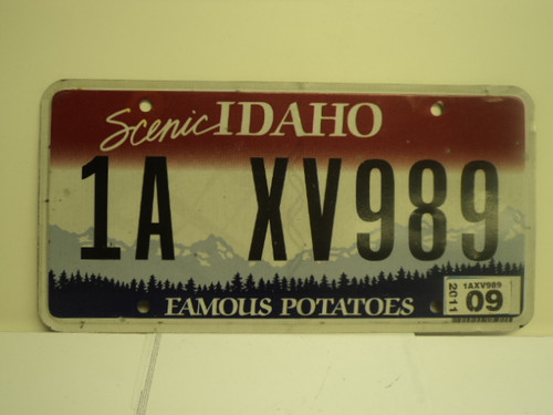 2011 IDAHO Scenic Famous Potatoes License Plate 1A XV989