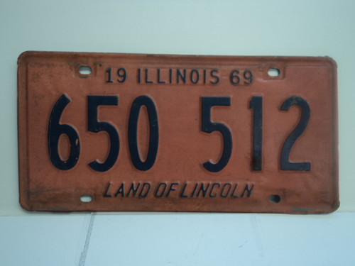 1969 ILLINOIS Land of Lincoln License Plate 650 512