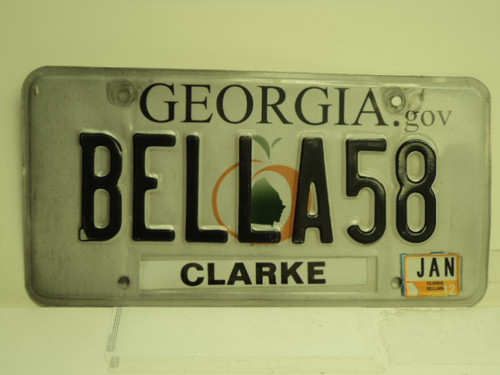 2012 GEORGIA Vanity License Plate BELLA58