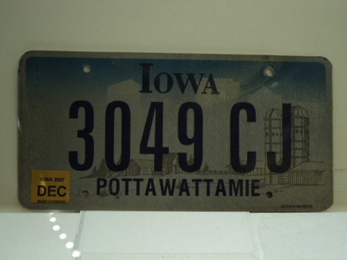 2007 IOWA License Plate 3049 CJ