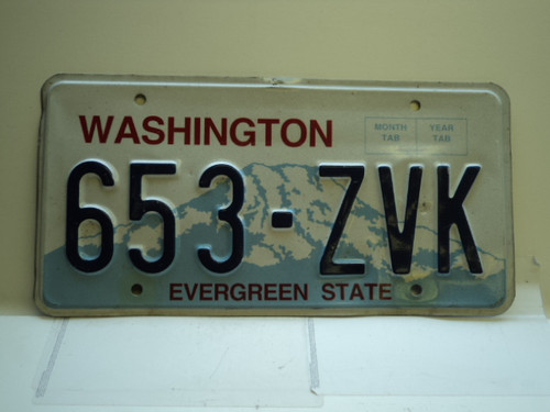 Washington Evergreen State License Plate 653 ZVK