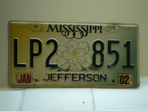 2002 MISSISSIPPI Magnolia License Plate LP2 851