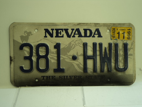 1999 NEVADA Silver State License Plate 381 HWU