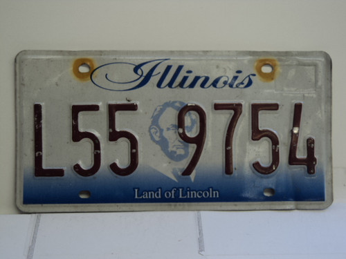ILLINOIS Land of Lincoln License Plate L55 9754