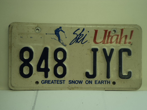 UTAH SKI Greatest Snow on Earth License Plate 848 JYC