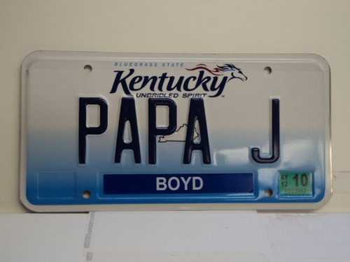 2012 KENTUCKY VANITY License Plate PAPA J