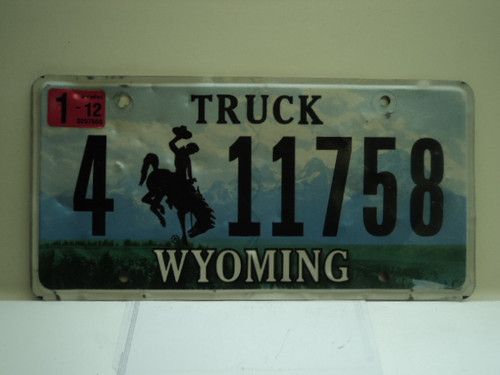 2012 Wyoming Truck License Plate 4 11758