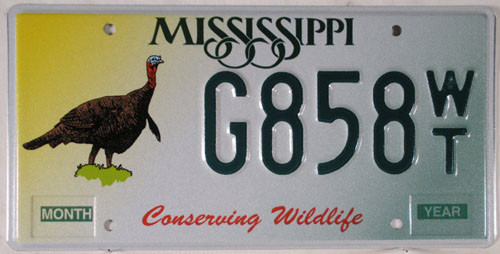 Mississippi Turkey G858 WT License Plate