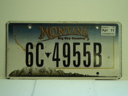 2011 MONTANA Big Sky Country License Plate 6C 4955B