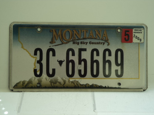 2009 MONTANA Big Sky License Plate 3C 65669