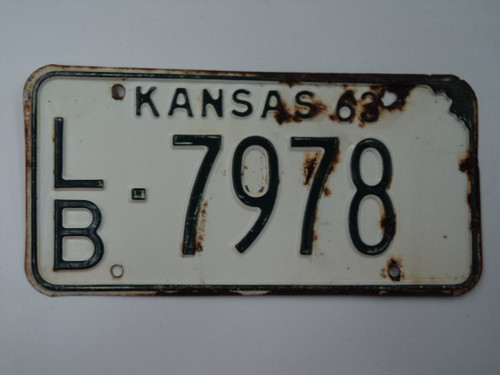 1963 KANSAS License Plate LB 7978