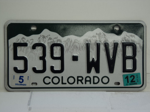 2012 COLORADO License Plate 539 WVB