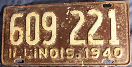 1941 Illinois 609 221 License Plate