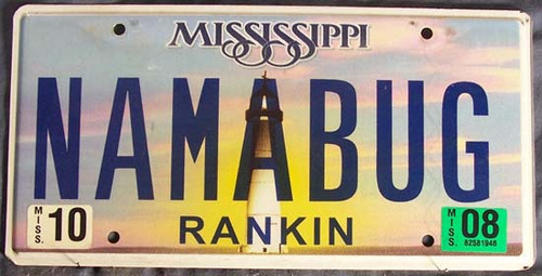 2008 Oct Mississippi NAMABUG License Plate