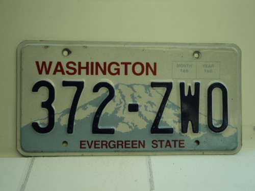 WASHINGTON Evergreen State License Plate 372 ZWO
