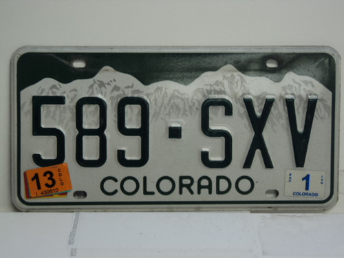 2013 COLORADO License Plate 589 SXV