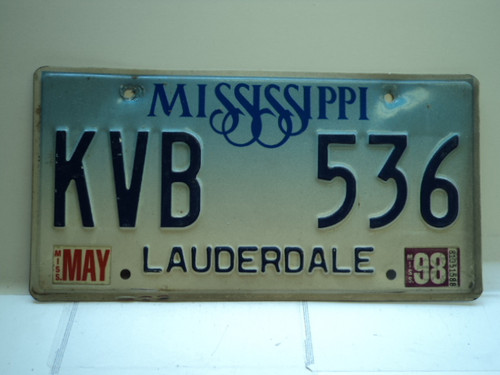 1998 MISSISSIPPI Magnolia License Plate KVB 536