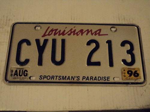 1996 1998 LOUISIANA Sportsman's paradise License Plate CYU 213