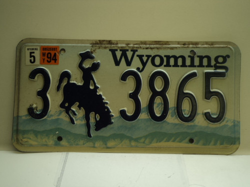 1994 Wyoming License Plate 3 3865