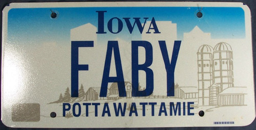 Iowa Vanity License Plate FABY