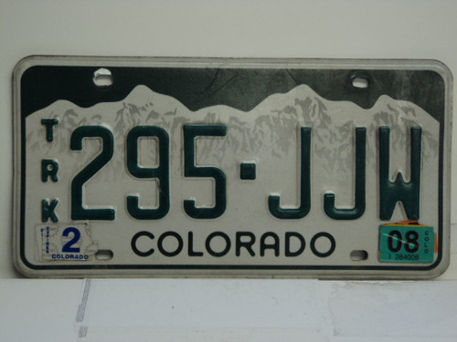 2008 COLORADO Truck License Plate 295 JJW