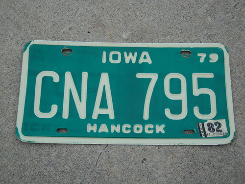 1979 1982 IOWA License Plate CNA 795