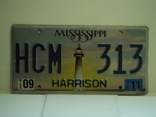 2011 MISSISSIPPI Lighthouse License Plate HCM 313