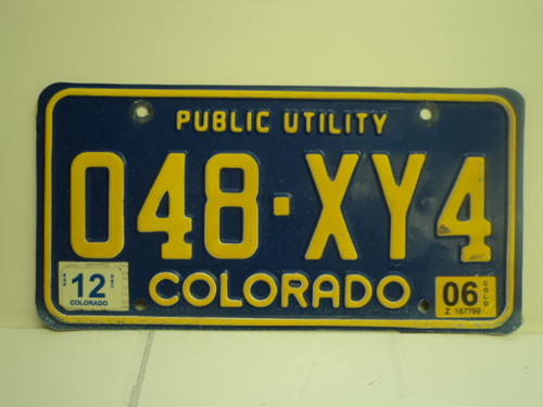 2006 COLORADO Public Utility License Plate 048 XY4