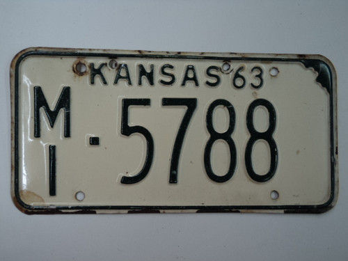 1963 KANSAS License Plate MI 5788