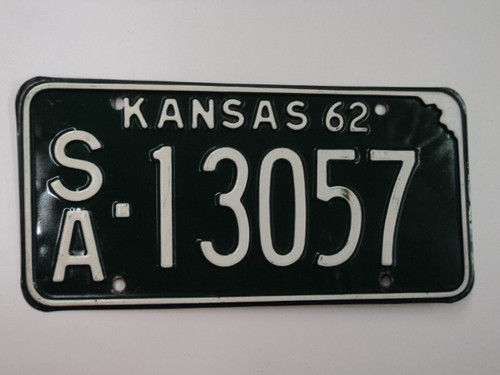 1962 KANSAS License Plate SA 13057