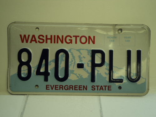 WASHINGTON Evergreen State License Plate 840 PLU