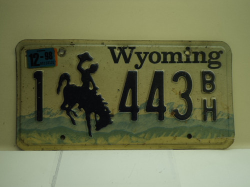 1998 Wyoming License Plate 1 443 BH