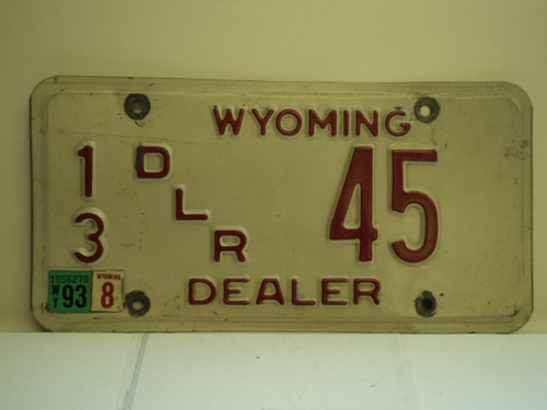 1993 WYOMING Dealer License Plate  13 45