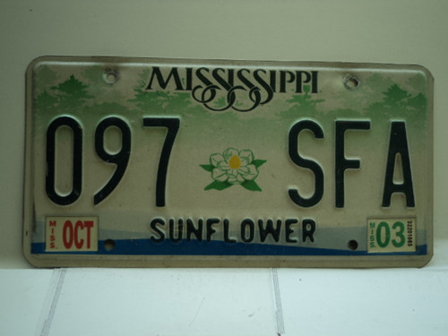2003 MISSISSIPPI Magnolia License Plate 097 SFA