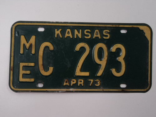 1973 KANSAS License Plate ME C 293