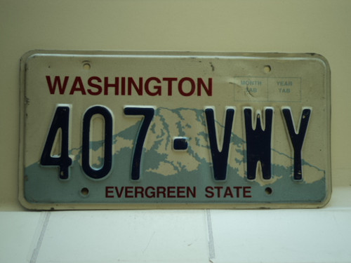 Washington Evergreen State License Plate 407 VWY