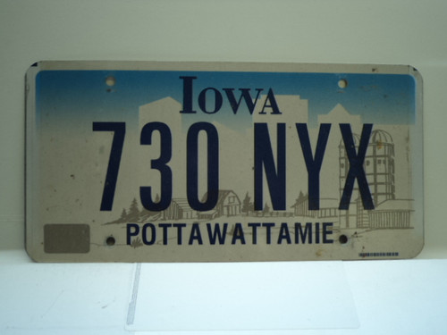 IOWA License Plate 730 NYX