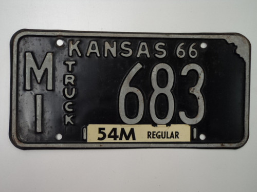 1966 KANSAS 54M Truck License Plate MI 683