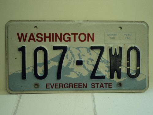 WASHINGTON Evergreen State License Plate 107 ZW0