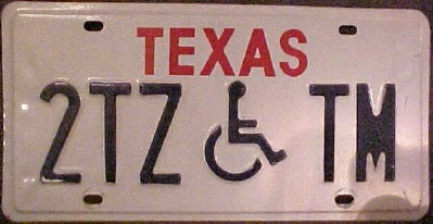Texas 2TZTM Wheelchair Handicapped License Plate