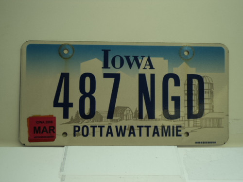 2008 IOWA License Plate 487 NGD