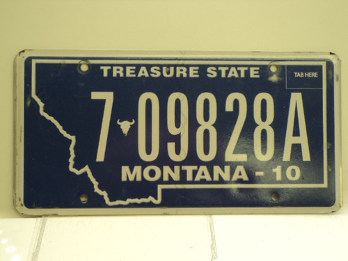2010 MONTANA Treasure State License Plate 6 09828A